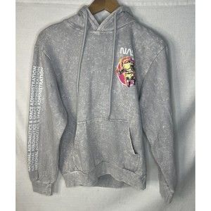 Hyper Space Hoodie Sweatshirt Gray Pink NASA Astronaut Women's Size S /Unisex